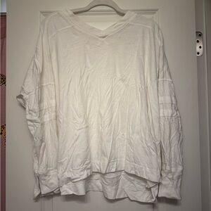 Free People Movement White V-Neck Long Sleeve Top